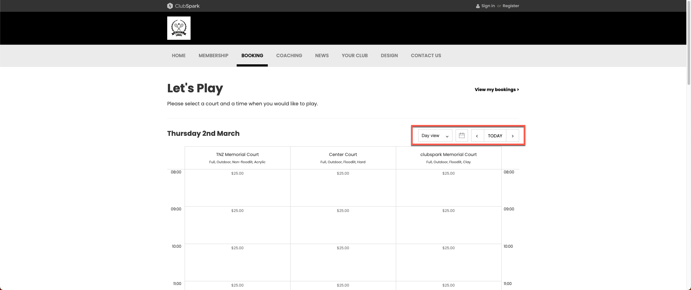 Booking A Court – ClubSpark