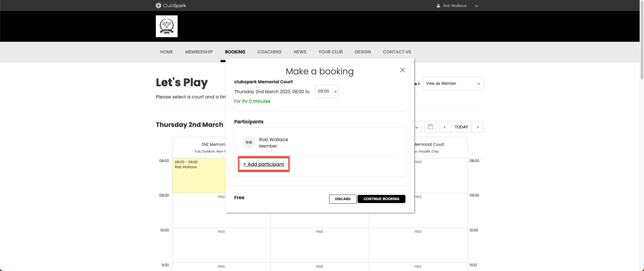 Booking A Court – ClubSpark